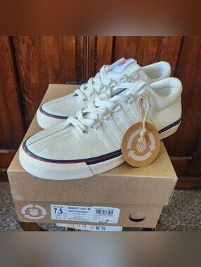 K-Swiss White Sneakers with Navy and Red Trim